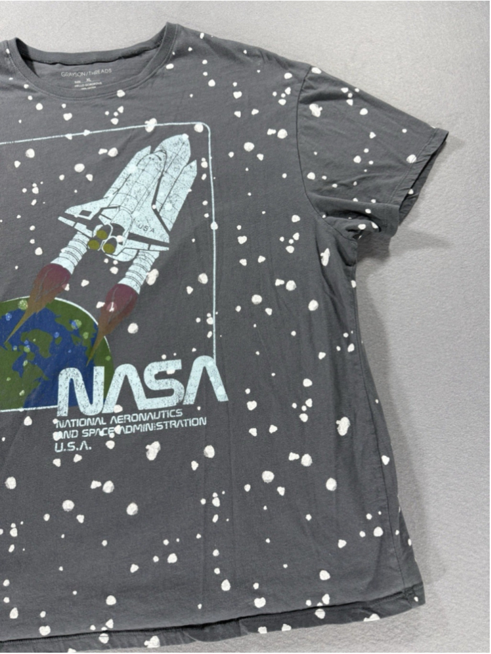 Grayson Threads T Shirt NASA Gray XL Bleach Space Shuttle - Picture 4 of 10